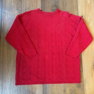 VINTAGE 80s 90s Braun Sport Knit Sweater, 100% Cotton, Made In USA, Red, Large